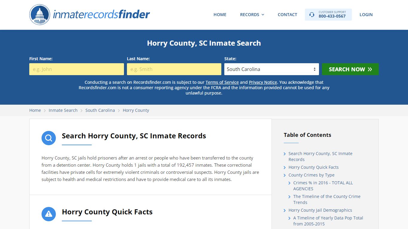 Horry County, SC Inmate Lookup & Jail Records Online