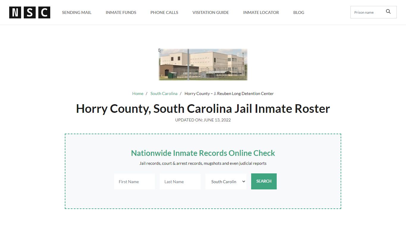 Horry County, South Carolina Jail Inmate List